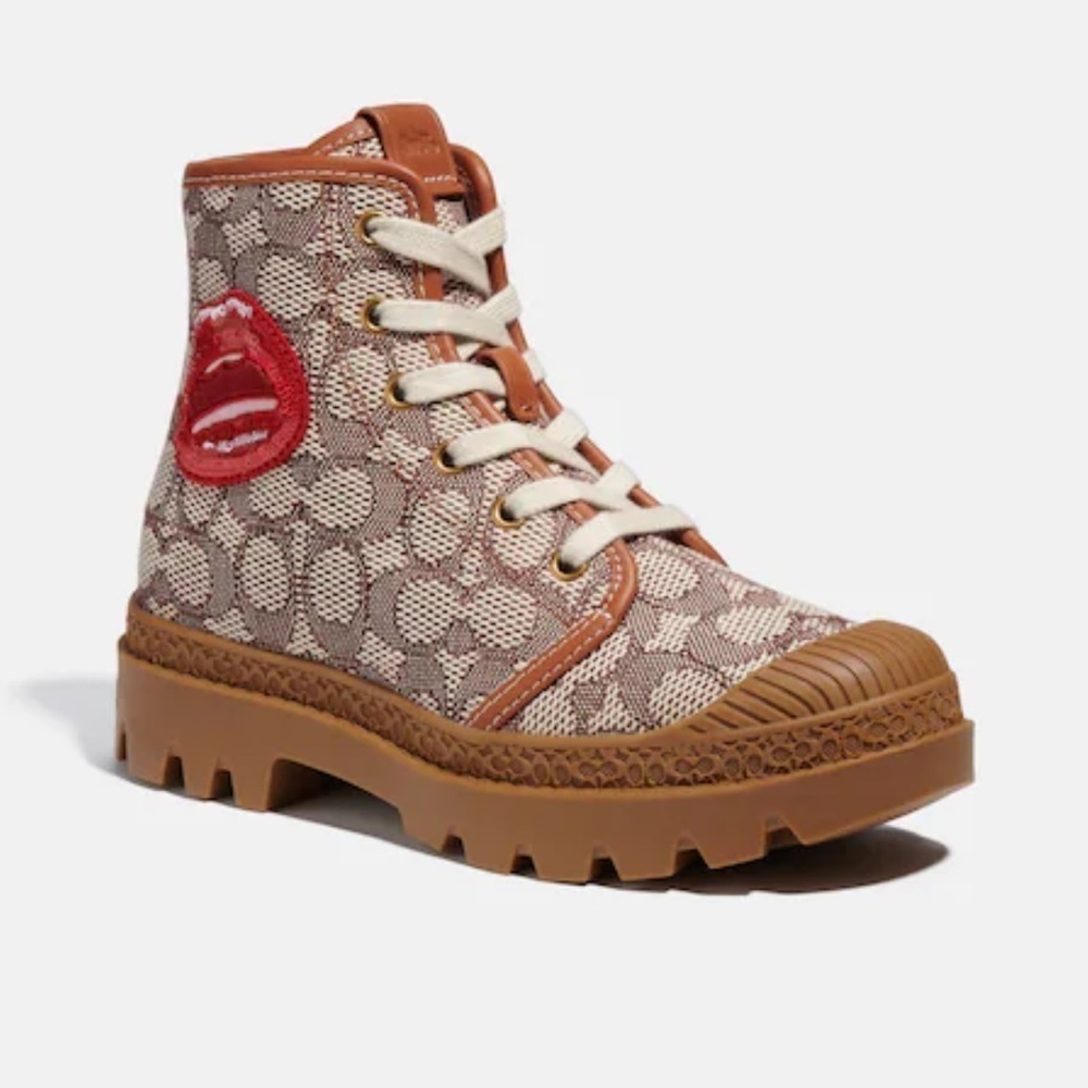 New COACH X TOM WESSELMANN TROOPER MID TOP BOOT IN SIGNATURE JACQUARD​​​